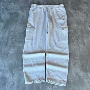 Vintage Y2K Reebok Heather Grey Baggy Cargo Technical Sweatpants
